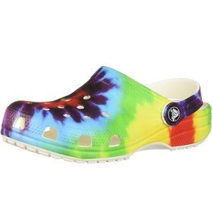 Brand new (w tags) rainbow tie dye crocs, size 4 (big kids) unisex